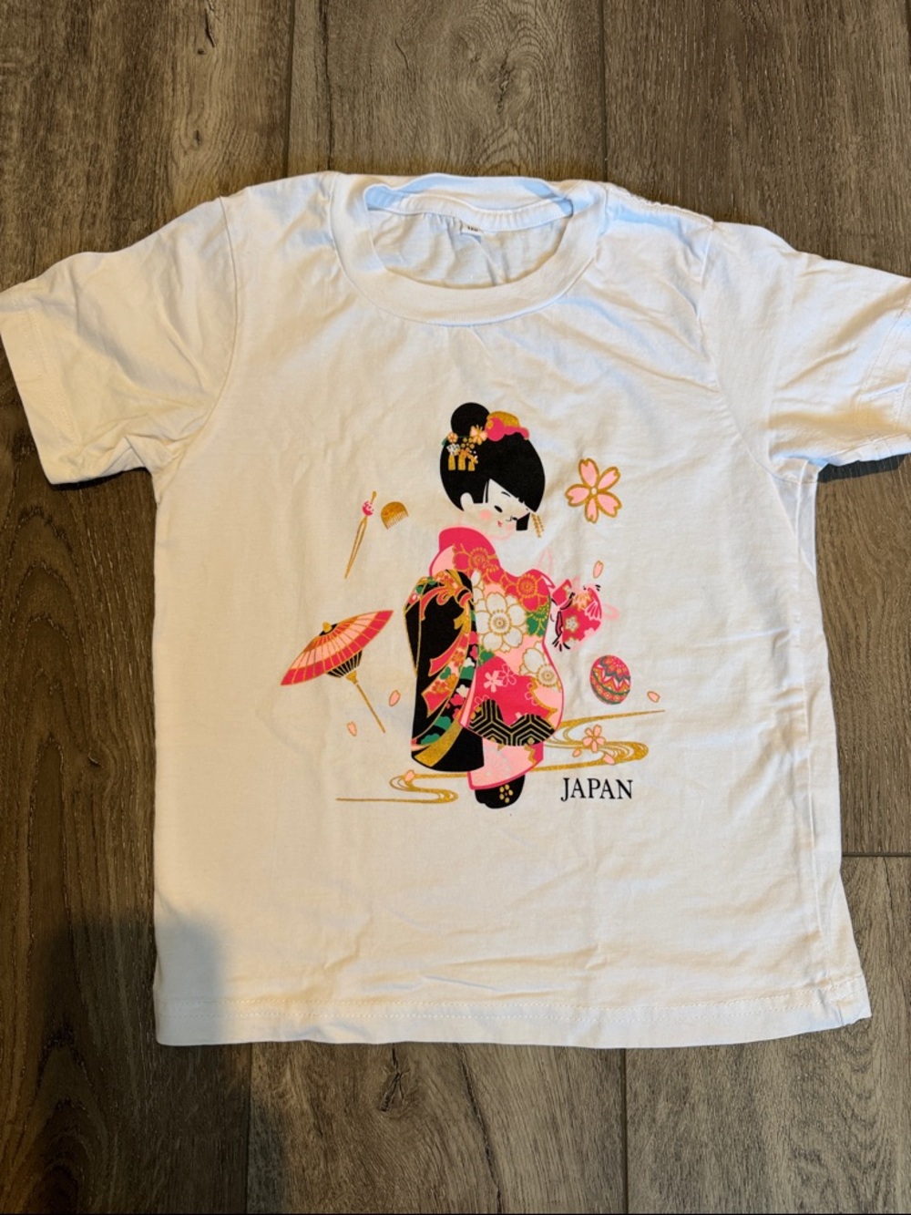 Girls White Japan Kimono Graphic Tee